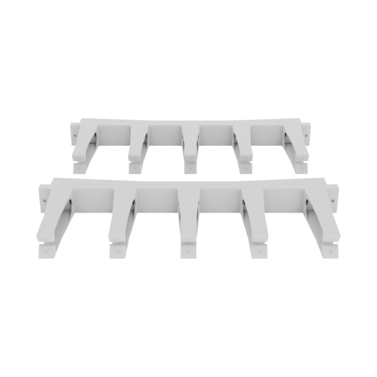 Assembled Angled Front Straight - Mighty Mo Tool-Less Snap-In Horizontal Cable Manager - 1 RU, 19 in Wide, White - 2 Pack (SHMT1RU2-W)