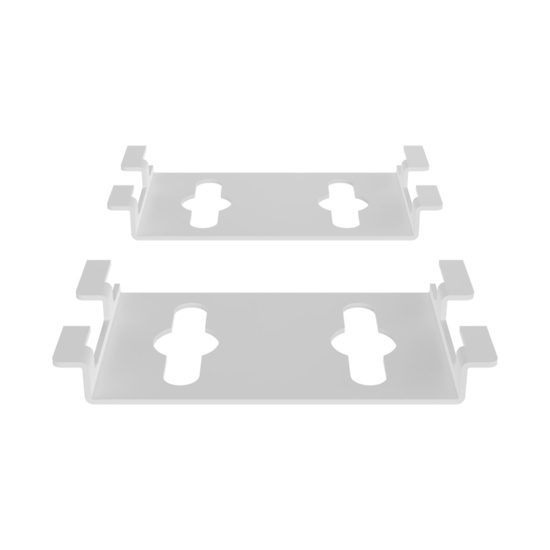 Assembled Tilted Front - Mighty Mo 20 PDU Mounting Brackets, Cage Mount, 2 Wide, White (MM20PDUMBVM2W-W)