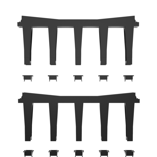 Disassembled Top Straight - Mighty Mo Tool-Less Snap-In Horizontal Cable Manager - 1 RU, 19 in Wide, Black - 2 Pack (SHMT1RU2-B)