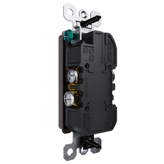 external pressure plated receptacle in brown wall plate