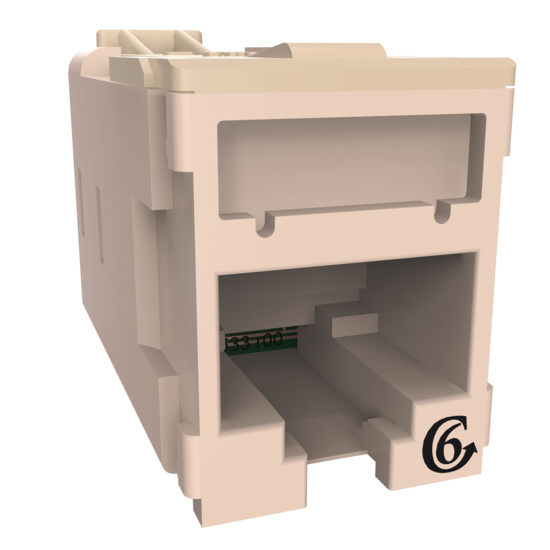 HDJSN6-88 White Cat6 SNAP Jack  Front Angled Right View