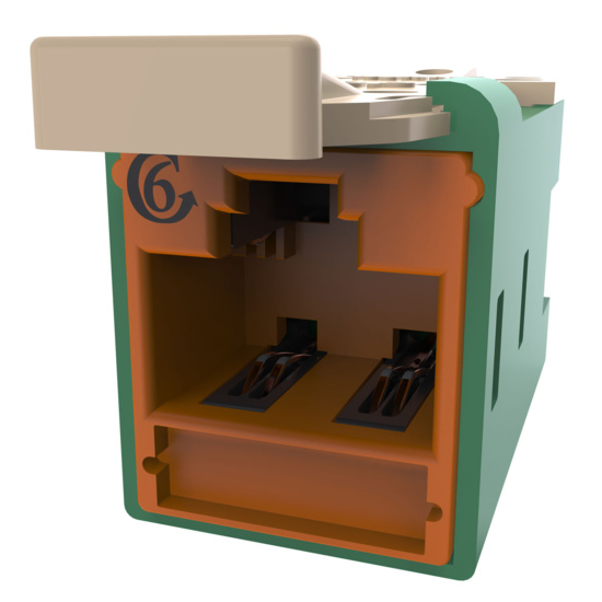 HDJSN6-45 Green Cat6 SNAP Jack  Rear SNAP View