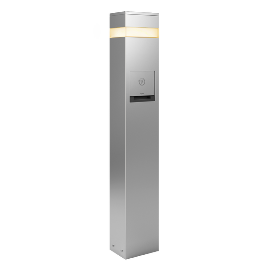 Charging Station with 3000K Area Light - Silver - Straight On View