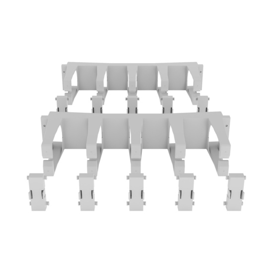 Disassembled Angled Front Straight - Mighty Mo Tool-Less Snap-In Horizontal Cable Manager - 2 RU, 19 in Wide, White - 2 Pack (SHMT2RU2-W)