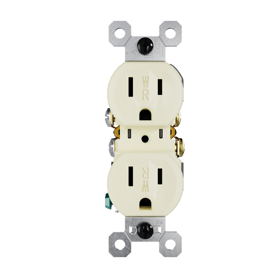 external pressure plated receptacle in light almond