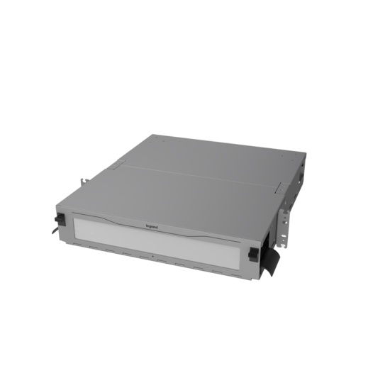 Angled Left, Front View of 2U Q-series HD Magnesium Fiber Enclosure (EQ02U-KHL-M)