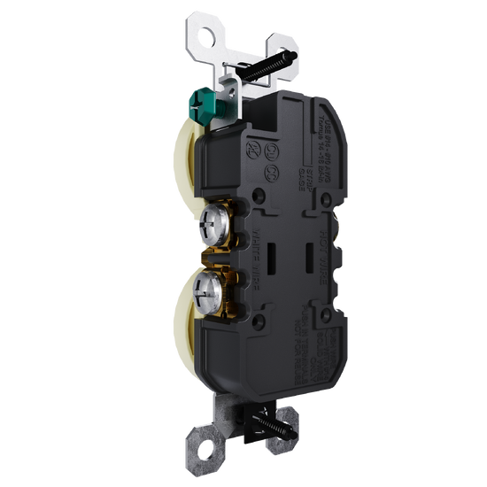 external pressure plated receptacle in light almond