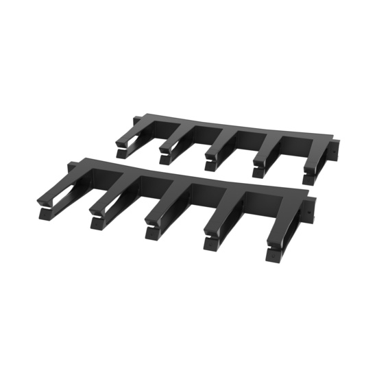 Assembled Angled Front Left - Mighty Mo Tool-Less Snap-In Horizontal Cable Manager - 1 RU, 19 in Wide, Black - 2 Pack (SHMT1RU2-B)