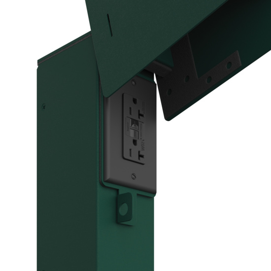 Green Direct Bury Power Pedestal (XPPDBW1G16C-GN) with Cover Open - Close Up