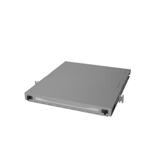 Angled Left, Front View of 1U Q-series HD Magnesium Fiber Enclosure (EQ01U-KHL-M)
