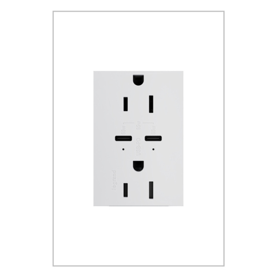 outlined version of the adorne 65w usb 15amp in white