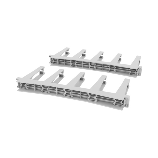 Assembled Angled Rear Right -Mighty Mo Tool-Less Snap-In Horizontal Cable Manager - 1 RU, 19 in Wide, White - 2 Pack (SHMT1RU2-W)