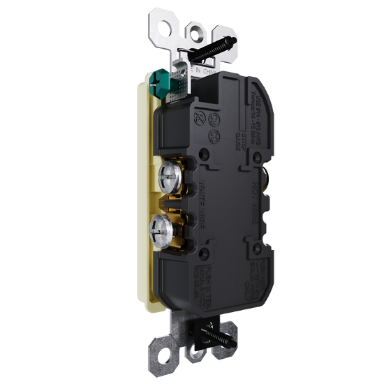 external pressure plated receptacle in light almond