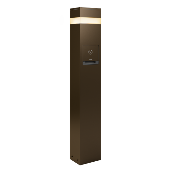 Charging Station with 3000K Area Light - Bronze - Angled View