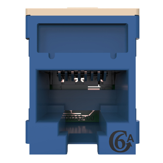 HDJSN6A-36 Blue Cat6A SNAP Jack Straight Front View