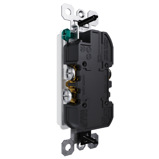 external pressure plated receptacle in white with wall plate