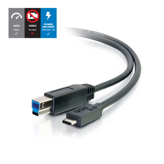 USB 3.0 (USB 3.1 Gen 1) USB-C to USB-B Cable M/M - Black