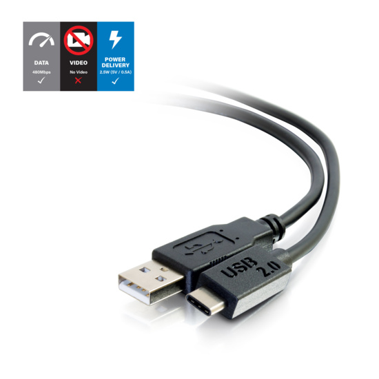 USB 2.0 USB-C to USB-A Cable M/M - Black