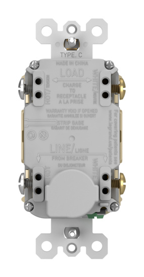 radiant® Dead-Front Dual Function 20A Duplex Self-Test AFCI/GFCI receptacle, Ivory