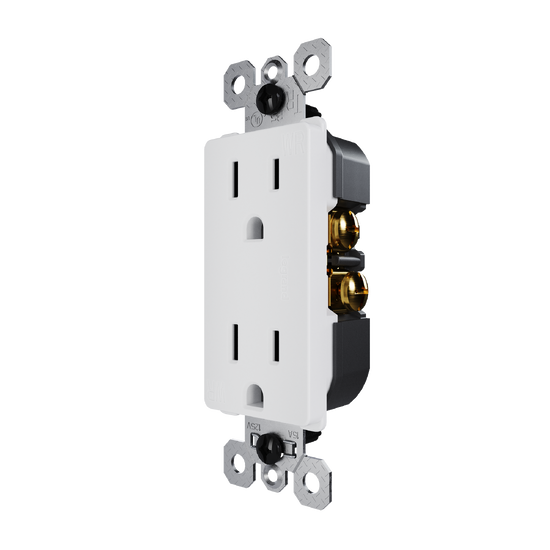 external pressure plated receptacle in white with wall plate