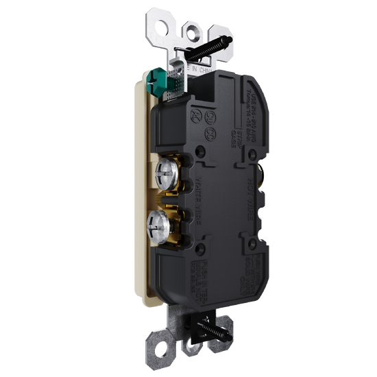 external pressure plated receptacle in ivory with wall plate