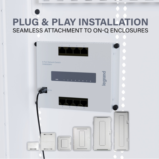 On-Q 8-Port Switch: 4-Port Network, 4-Port PoE