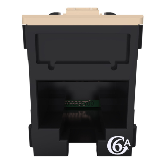HDJSN6A-00 Black Cat6A SNAP Jack Straight Front Angle Down View