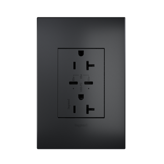 adorne 65w usb outlet with 2 type-c ports 20amp in graphite