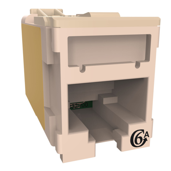 HDJSN6A-88 White Cat6A SNAP Jack  Front Angled Right View