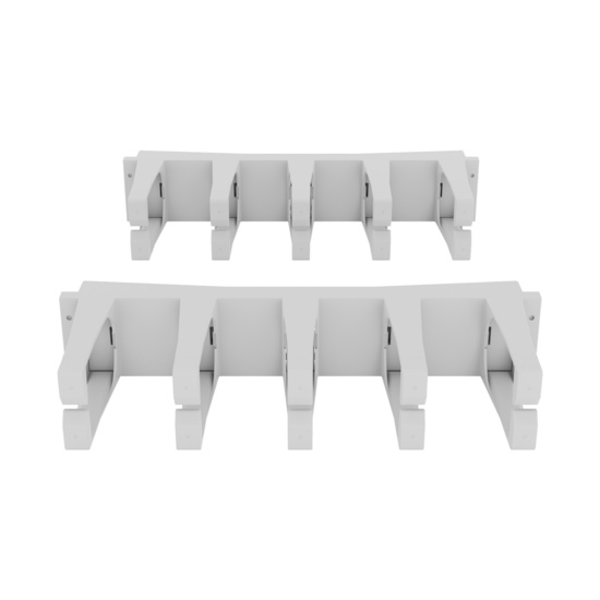 Assembled Angled Front Straight - Mighty Mo Tool-Less Snap-In Horizontal Cable Manager - 2 RU, 19 in Wide, White - 2 Pack (SHMT2RU2-W)