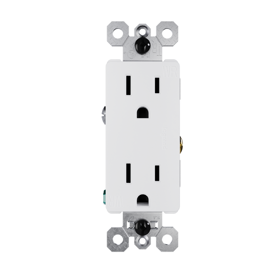 external pressure plated receptacle in white with wall plate