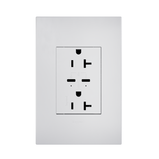 adorne 65w usb outlet with 2 type-c ports 20 amp in white