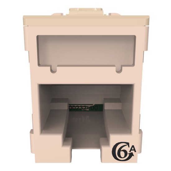 HDJSN6A-88 White Cat6A SNAP Jack Straight Front Angle Down View