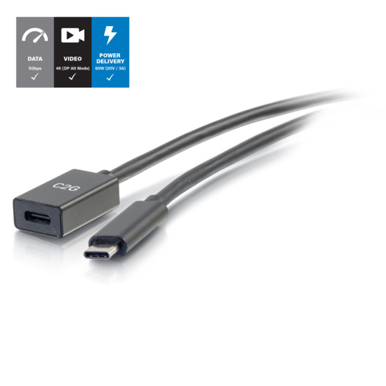 USB-C to C 3.1 (Gen 1) Male to Female Extension Cable (5Gbps)