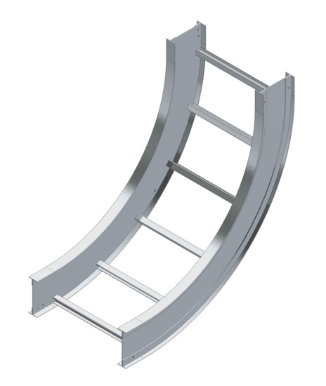Image of ladder tray inside elbow vertical fittings.