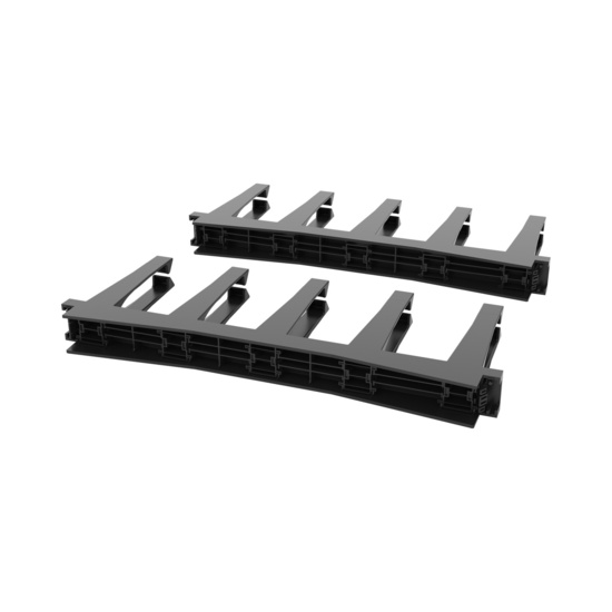 Assembled Angled Rear Right -Mighty Mo Tool-Less Snap-In Horizontal Cable Manager - 1 RU, 19 in Wide, Black - 2 Pack (SHMT1RU2-B)