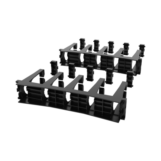 Disassembled Angled Rear Right -Mighty Mo Tool-Less Snap-In Horizontal Cable Manager - 2 RU, 19 in Wide, Black - 2 Pack (SHMT2RU2-B)