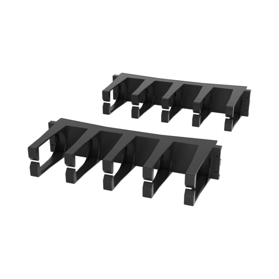 Assembled Angled Front Left - Mighty Mo Tool-Less Snap-In Horizontal Cable Manager - 2 RU, 19 in Wide, Black - 2 Pack (SHMT2RU2-B)