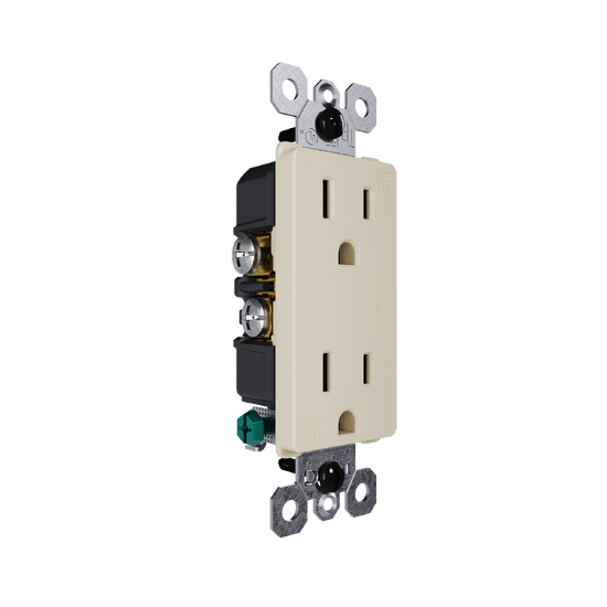 external pressure plated receptacle in ivory with wall plate