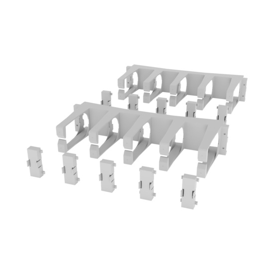 Disassembled Angled Front Left - Mighty Mo Tool-Less Snap-In Horizontal Cable Manager - 2 RU, 19 in Wide, White - 2 Pack (SHMT2RU2-W)