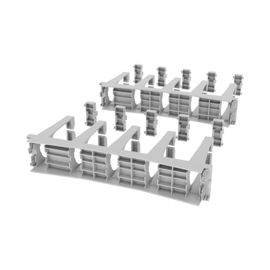 Disassembled Angled Rear Right -Mighty Mo Tool-Less Snap-In Horizontal Cable Manager - 2 RU, 19 in Wide, White - 2 Pack (SHMT2RU2-W)