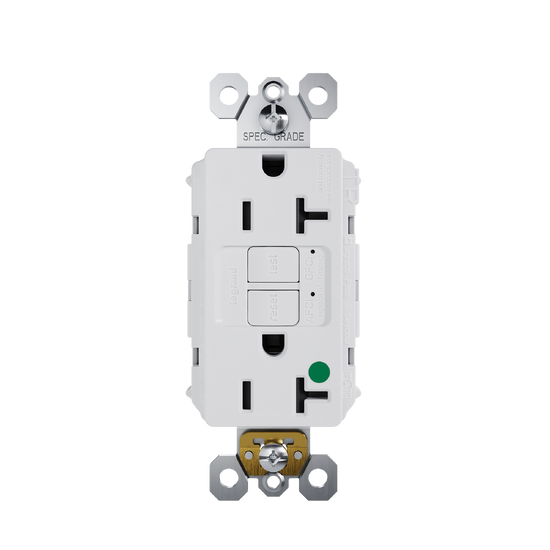 radiant® Tamper-Resistant Hospital Grade Dual Function 20A Duplex Self-Test AFCI/GFCI receptacle, White