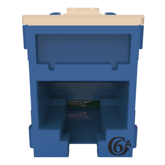 HDJSN6A-36 Blue Cat6A SNAP Jack Straight Front Angle Down View