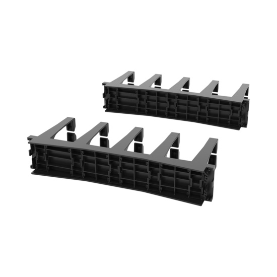 Assembled Angled Rear Right -Mighty Mo Tool-Less Snap-In Horizontal Cable Manager - 2 RU, 19 in Wide, Black - 2 Pack (SHMT2RU2-B)