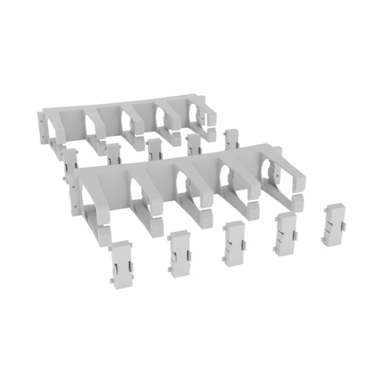 Disassembled Angled Front Right -Mighty Mo Tool-Less Snap-In Horizontal Cable Manager - 2 RU, 19 in Wide, White - 2 Pack (SHMT2RU2-W)