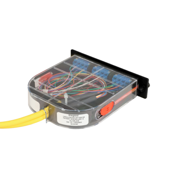 LM2 Cassette, 24 Fiber, LC Quad (6), Single Mode (OS2) to 1 Meter, 900µm Tight Buffer Pigtail back.