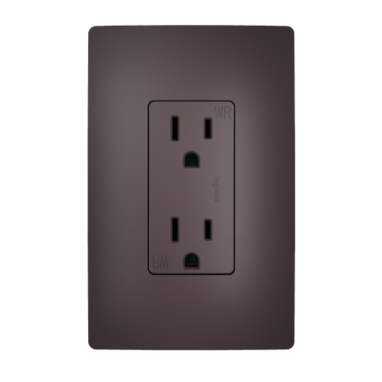 external pressure plated receptacle in brown wall plate