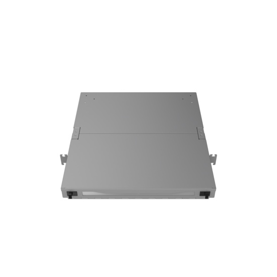 Straight, Angled Down, Rear View of 1U Q-series HD Magnesium Fiber Enclosure (EQ01U-KHL-M)