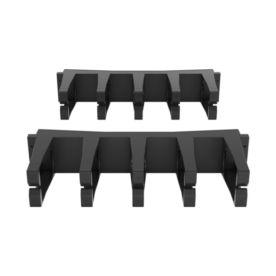 Assembled Angled Front Straight - Mighty Mo Tool-Less Snap-In Horizontal Cable Manager - 2 RU, 19 in Wide, Black - 2 Pack (SHMT2RU2-B)