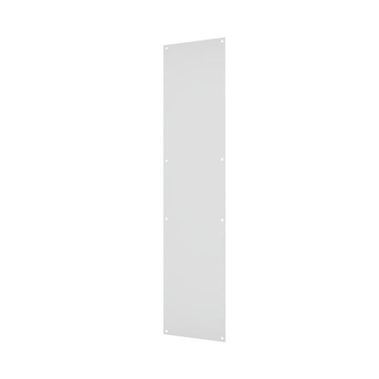 Right angle view of a blank faceplate for a multi service electrical ceiling panel.